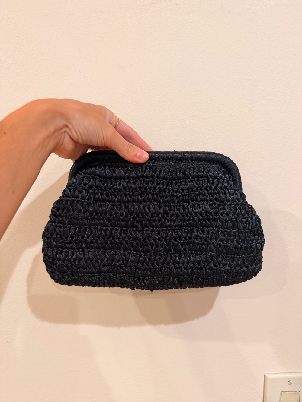 NWOT Anthropologie Black Woven Clutch